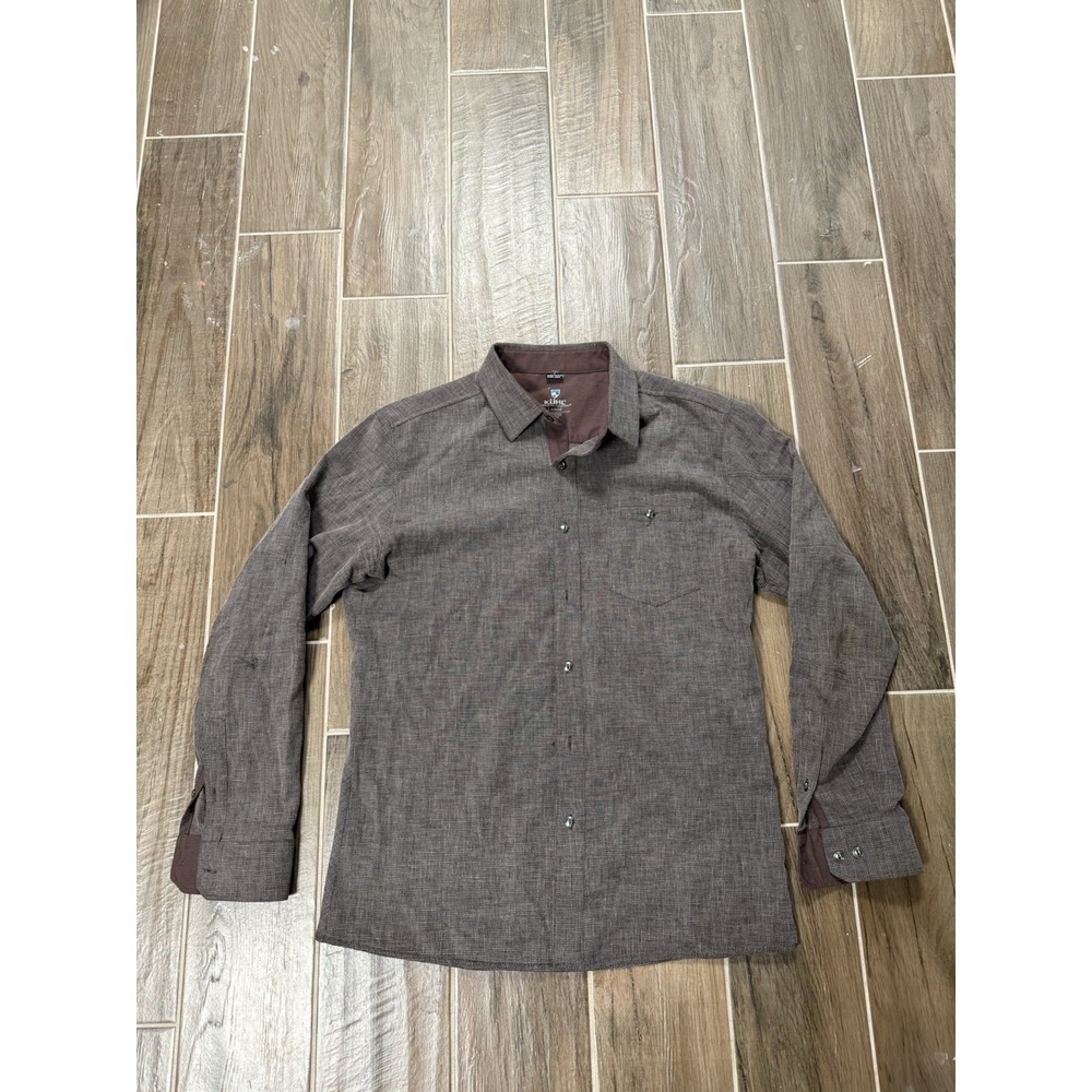 Kuhl Born Mountains 5 Panel Sleeve Button Up Long Sleeve Brown Shirt Mens Large